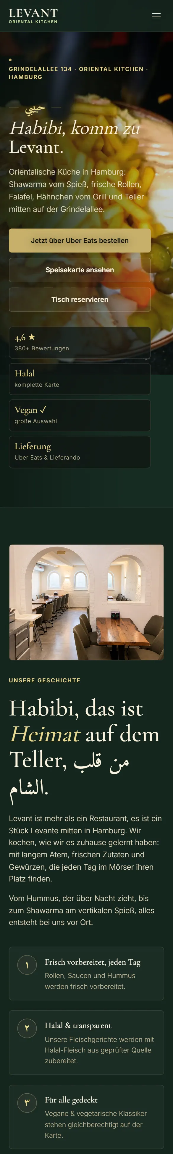 Levant Oriental Kitchen: Startseite auf dem Handy